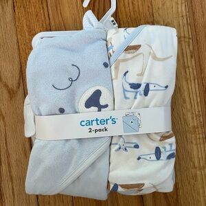 Carter's Blue and White Hooded Towels 2-Pack